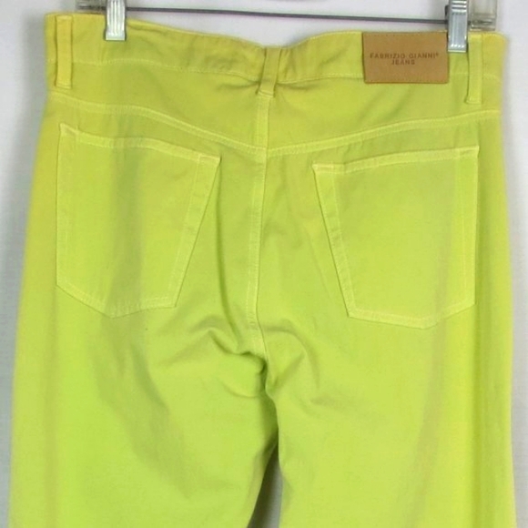 Fabrizio Gianni Jeans Chartreuse Cotton Twill Lightweight Wide Leg Size 10 - Picture 4 of 10